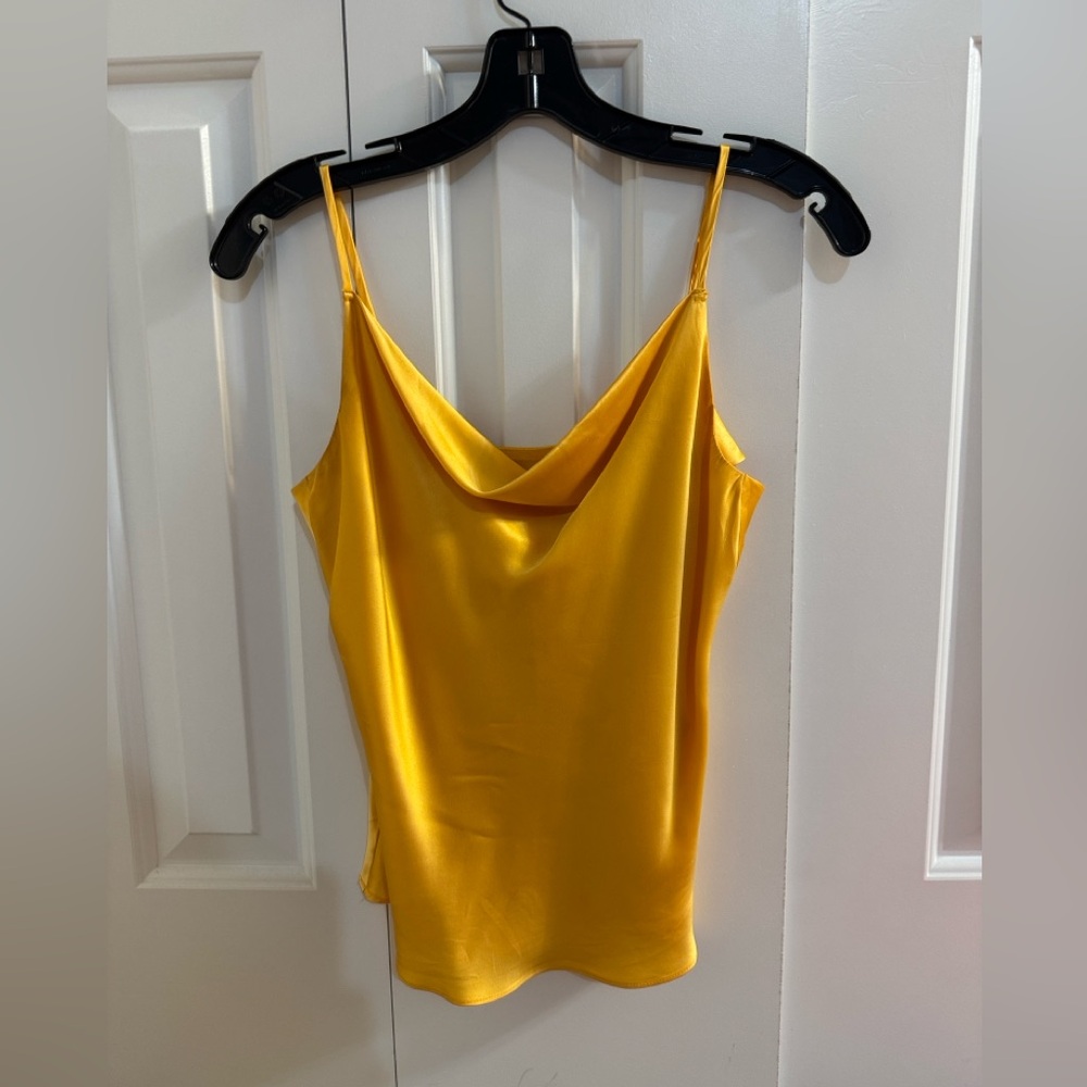 Yellow Satin Cowl Neck Camisole